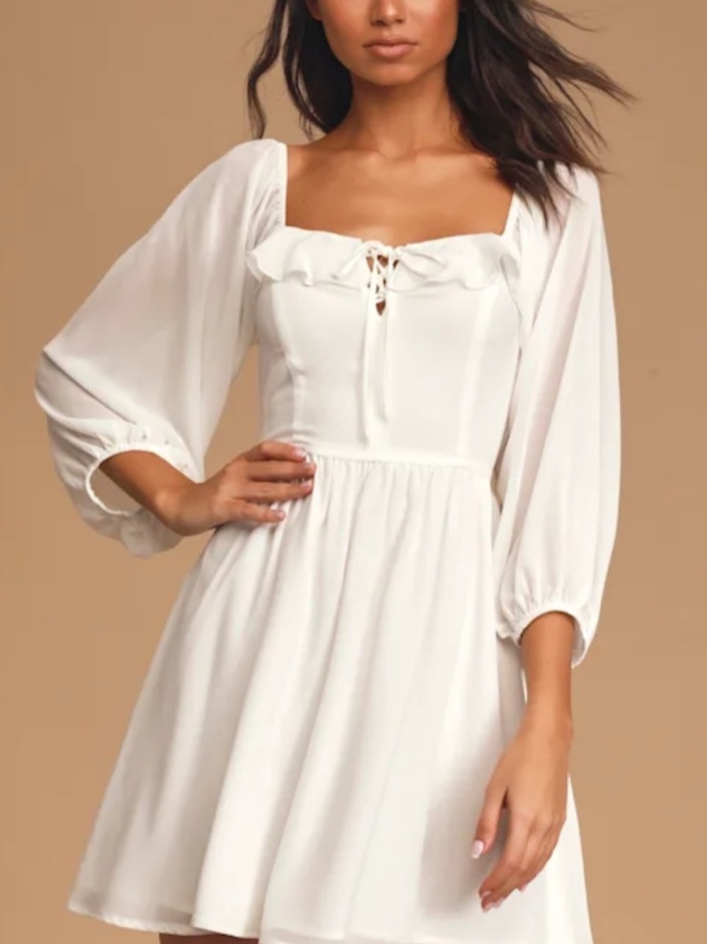 NWT lulus white boho balloon sleeve dress